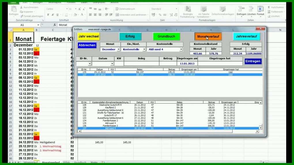 Spektakulär Excel Vorlage Haushaltsbuch 1280x720