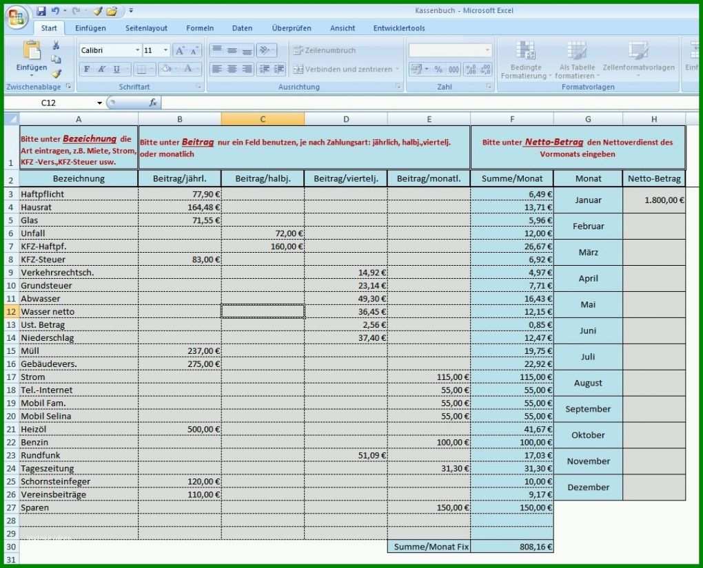 Faszinierend Excel Vorlagen Kassenbuch 1075x870