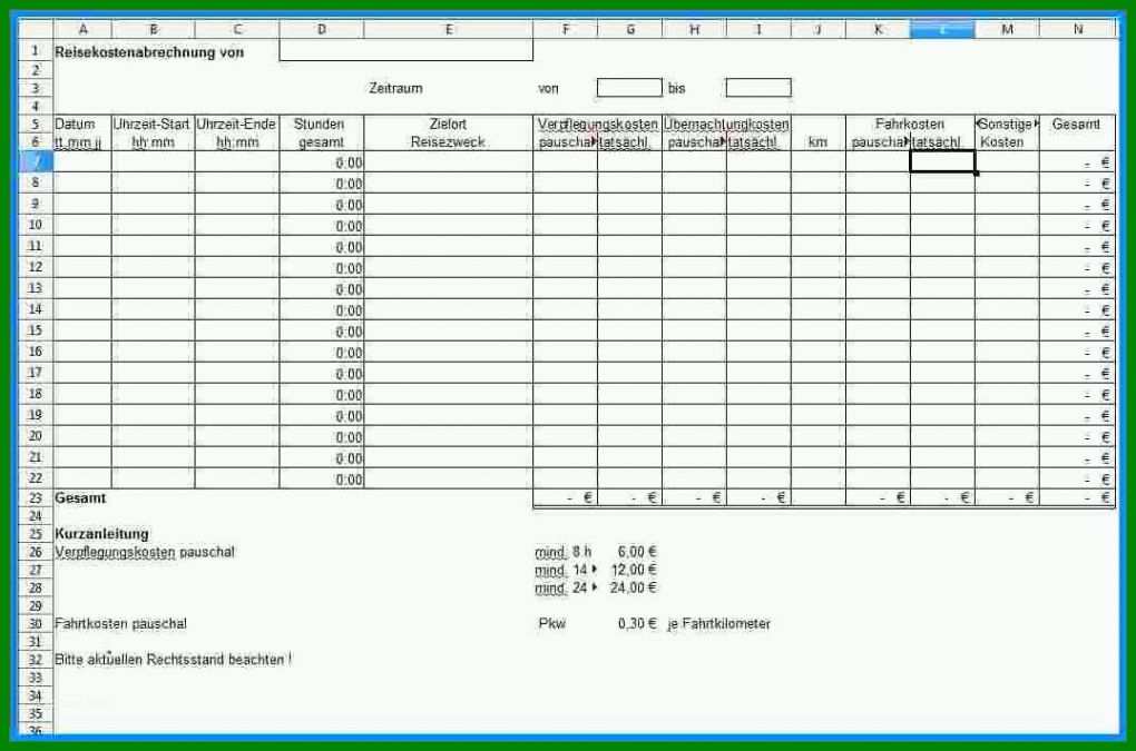 Selten Fahrtkosten Vorlage Excel 1075x711