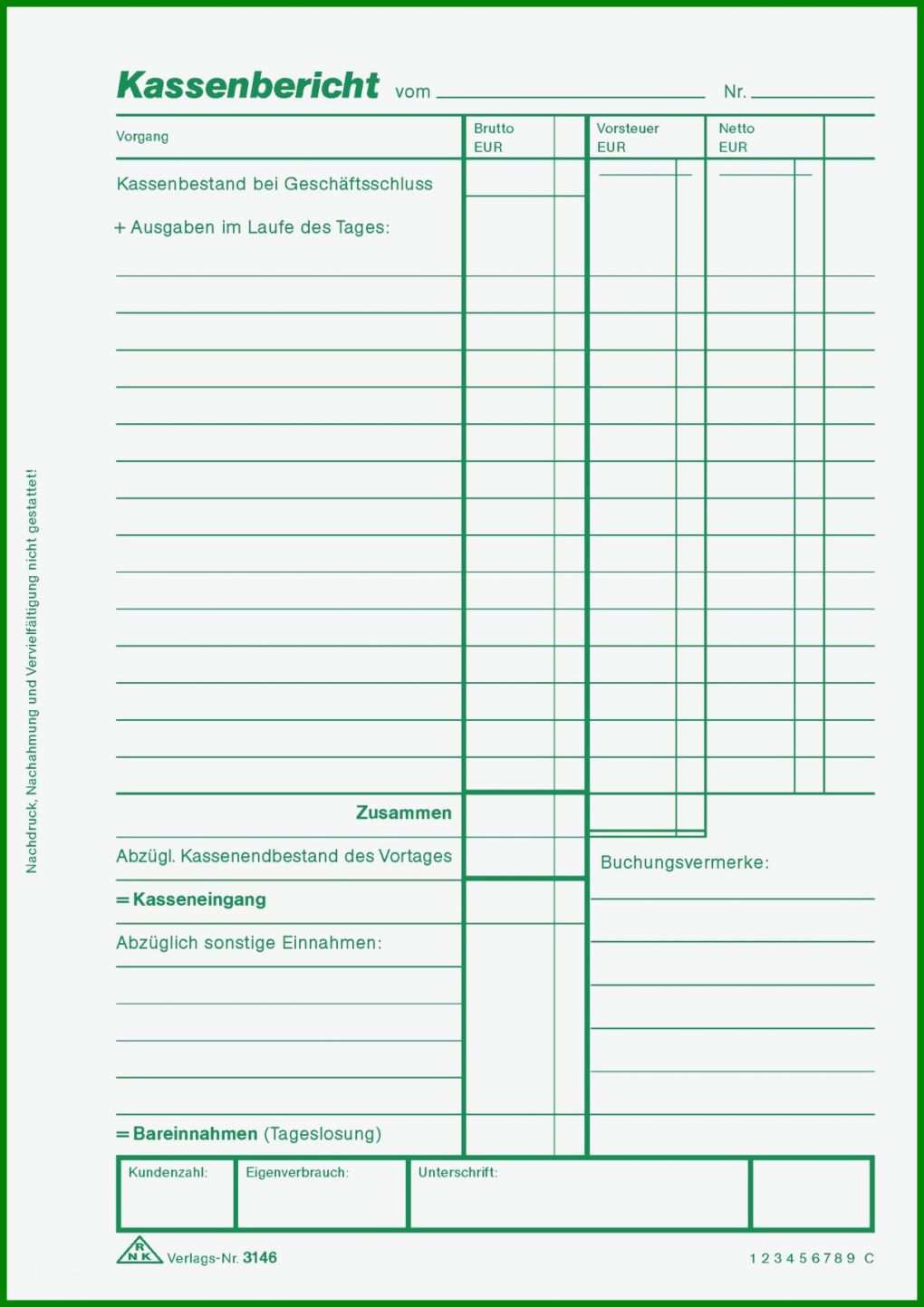 Unglaublich Kassenbericht Vorlage 1214x1717