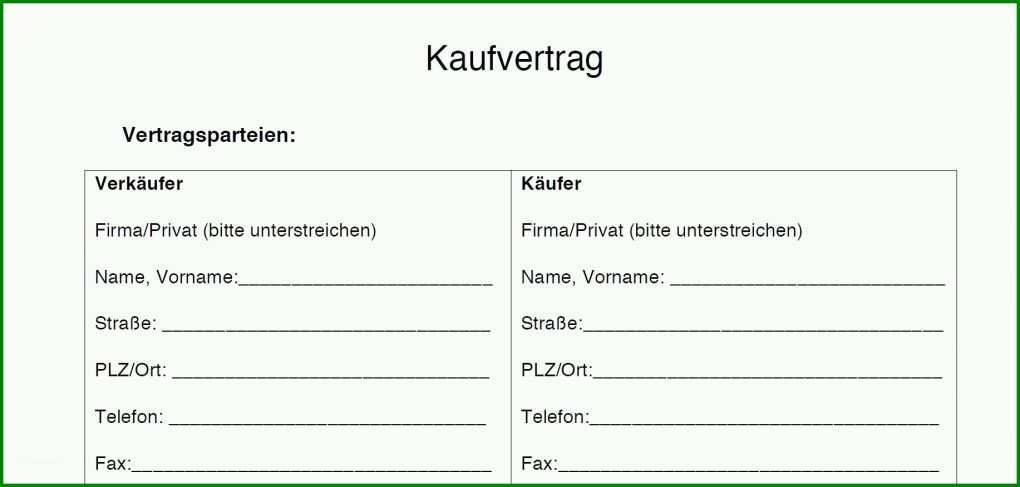 Selten Kaufvertrag Privat Vorlage 1833x875