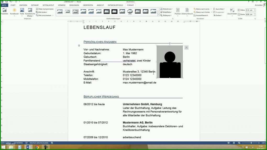 Unvergesslich Lebenslauf Vorlage Word Ohne Foto 1920x1080