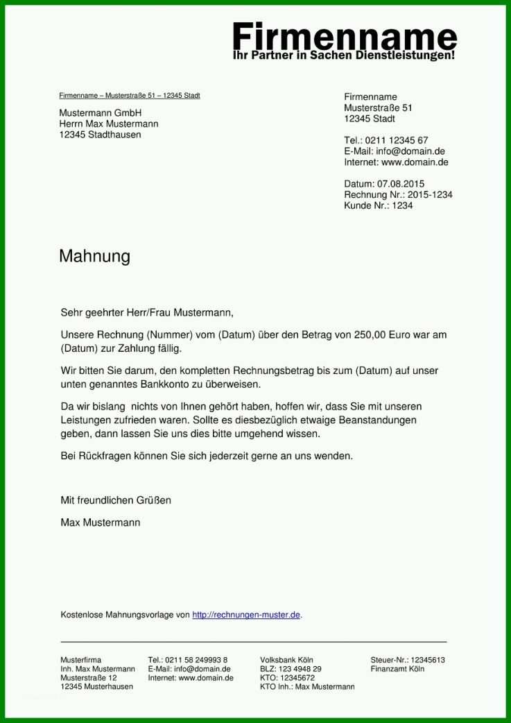 Spezialisiert Mahnung Erstellen Vorlagen 900x1272