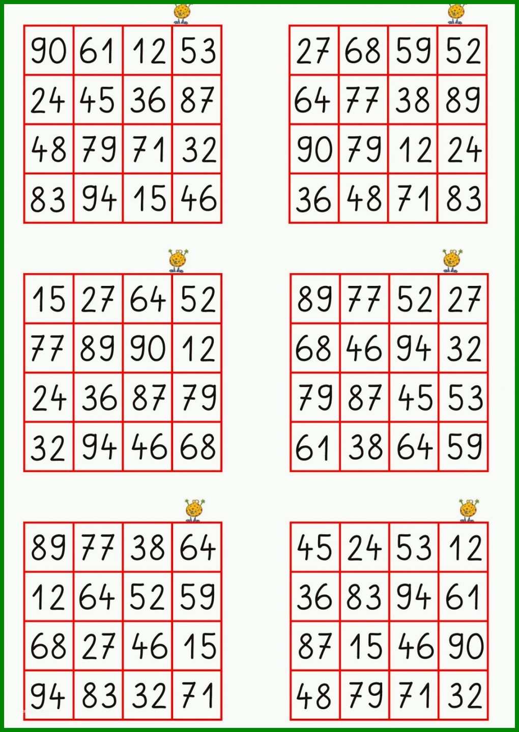 Allerbeste Mathe Bingo Grundschule Vorlage 1134x1600