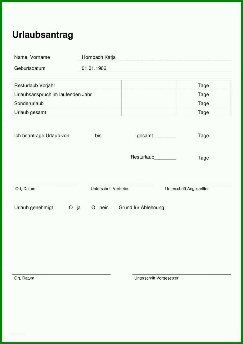 Unvergesslich Urlaubsantrag Vorlage Pdf 1058x1497