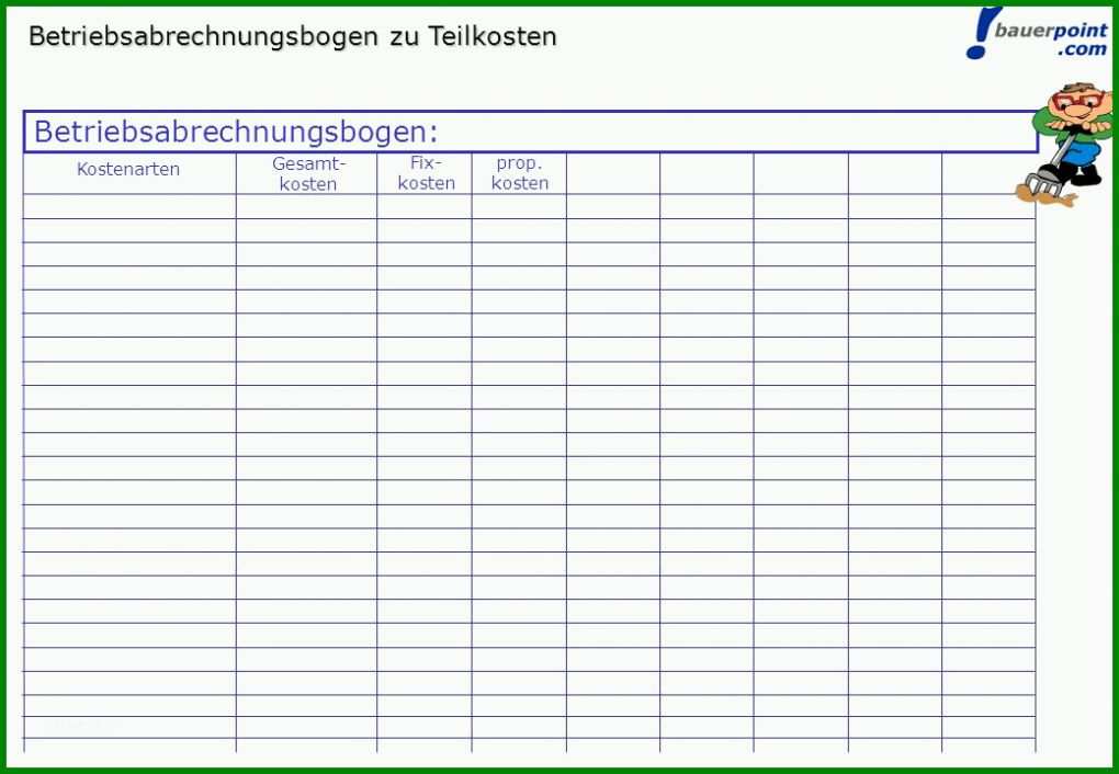 Original Betriebsabrechnungsbogen Vorlage 1040x720