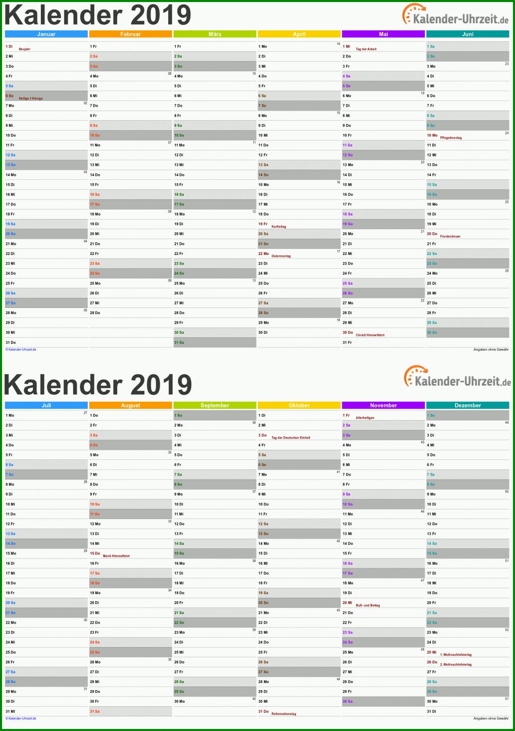 Moderne Kalender Vorlage 2019 2254x3200