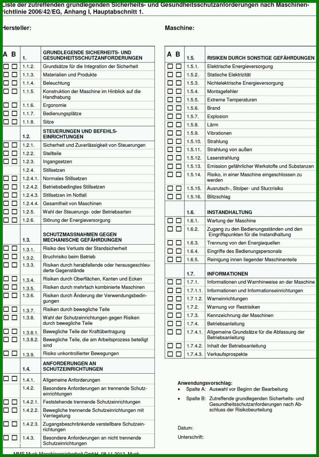 Außergewöhnlich Risikobeurteilung Maschinenrichtlinie Vorlage 1024x1469