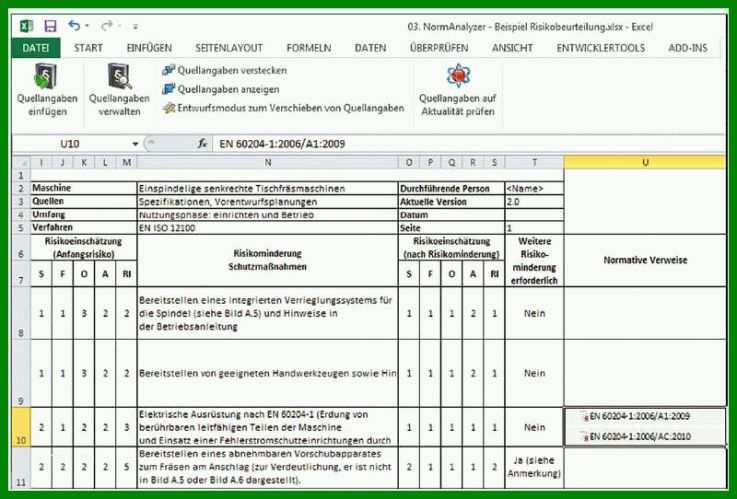 Sensationell Risikobeurteilung Maschinenrichtlinie Vorlage Excel 800x542