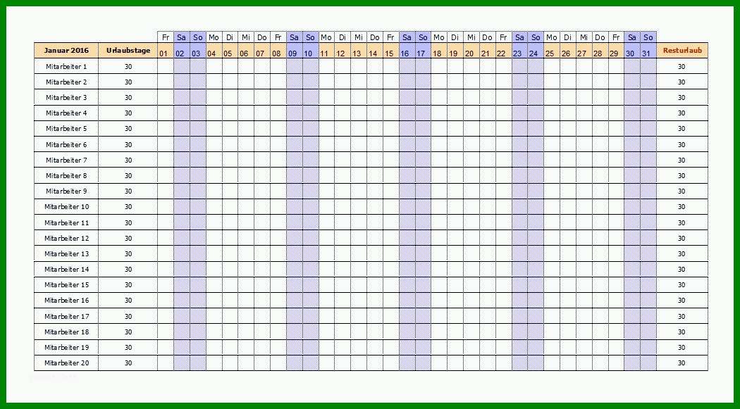 Unvergleichlich Urlaubsplaner 2019 Excel Vorlage Kostenlos ...