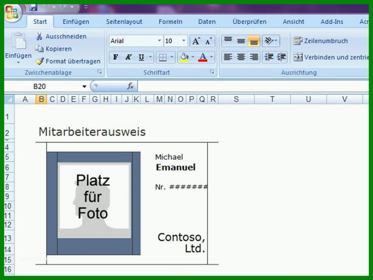 Kreativ Dienstausweis Vorlage Excel 800x600