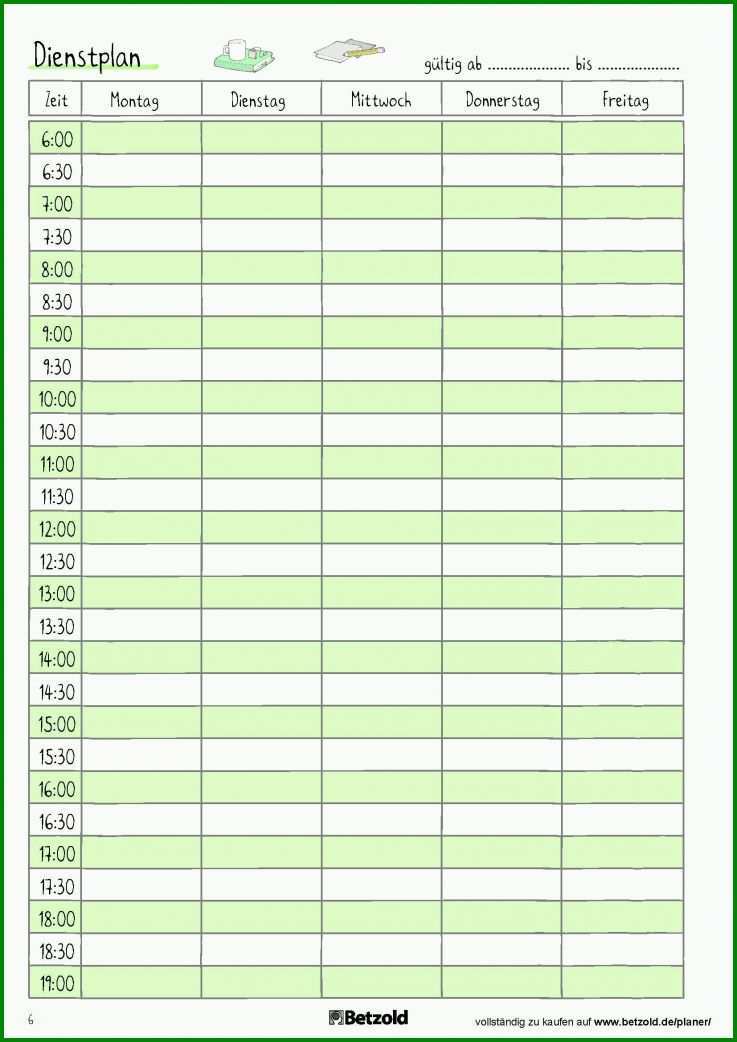 Fantastisch Dienstplan Praktische Vorlage Zum Ausdrucken Aus Dem 633981