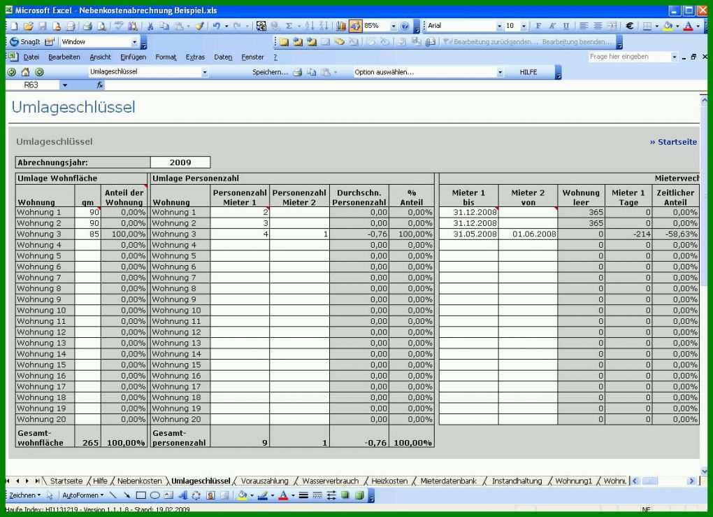 Exklusiv Excel Vorlage Nebenkosten Kostenlos 1178x854