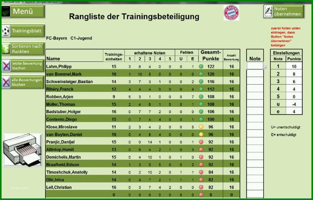 Moderne Fußball Aufstellung Vorlage Excel 1204x769