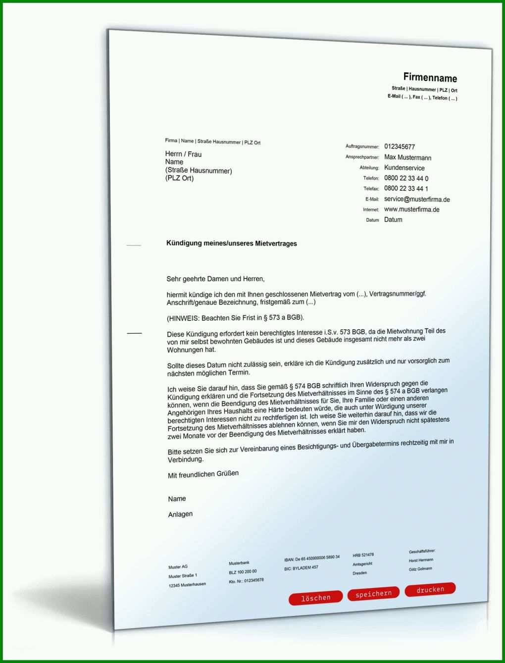 Wunderbar Kündigung Mietvertrag Vorlage Pdf 1600x2100