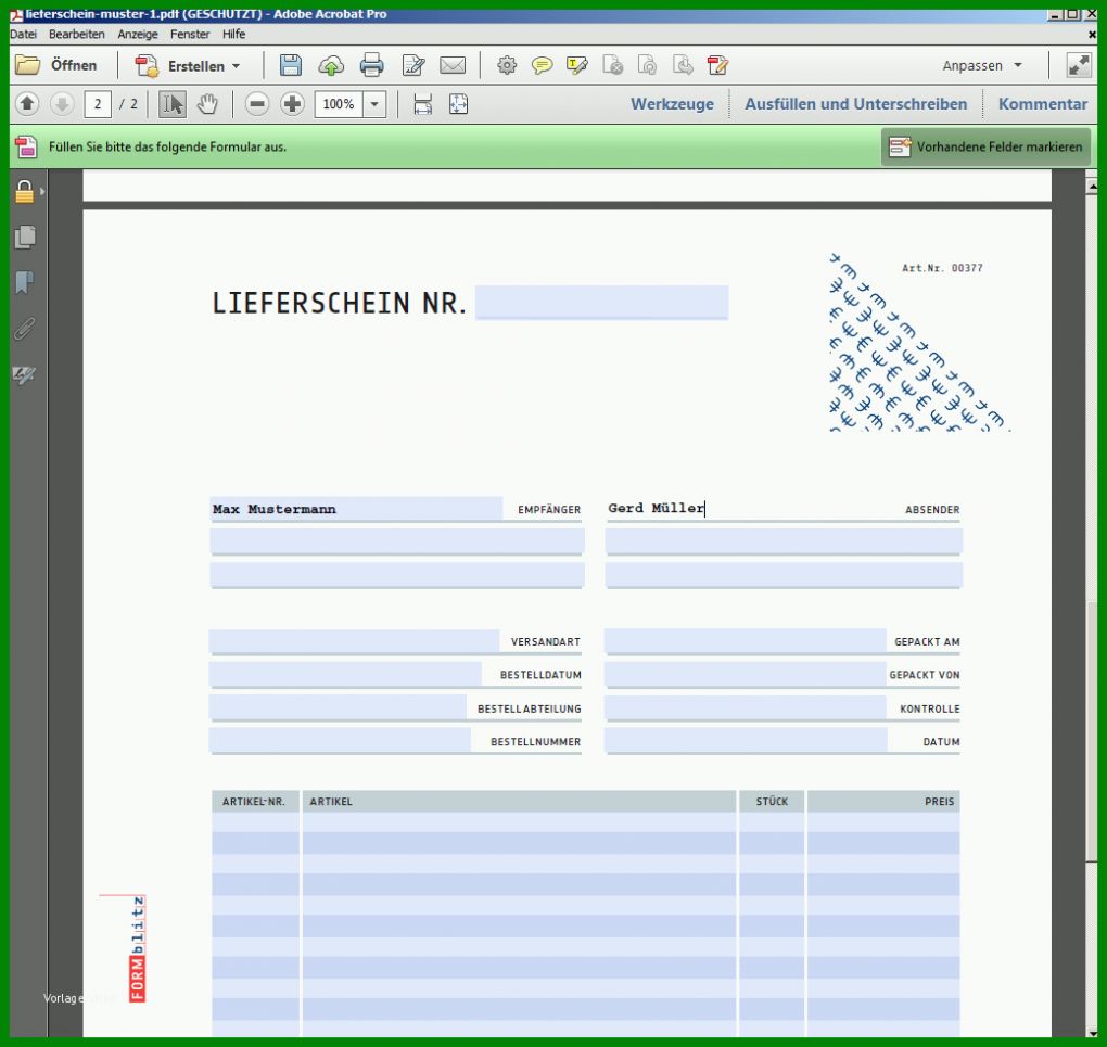 Unglaublich Lieferschein Vorlage Pdf 1039x983