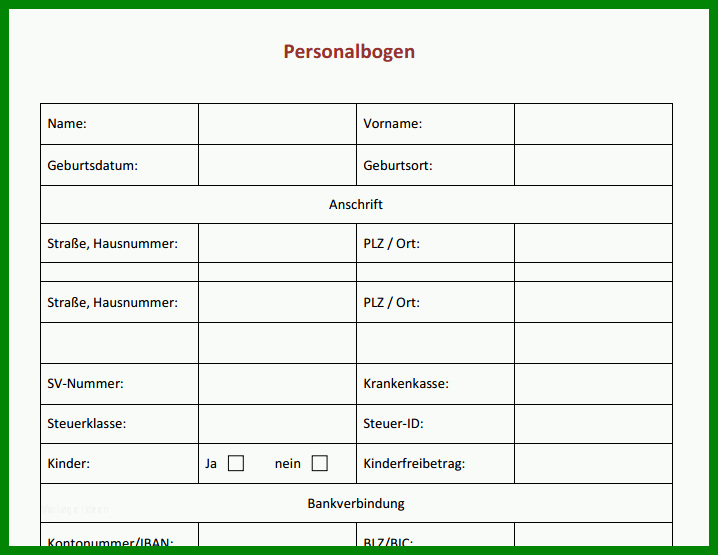 Perfekt Personalfragebogen Vorlage Word 718x555