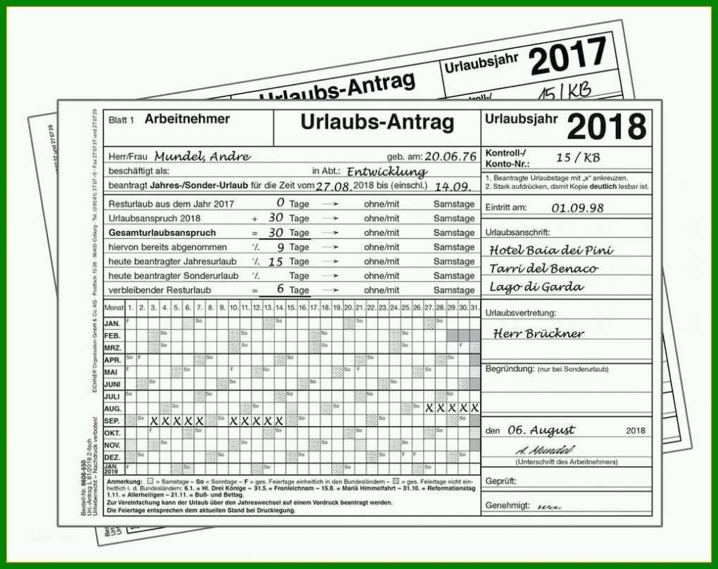 Wunderbar Urlaubsantrag Vorlage 2018 Kostenlos 1035x820