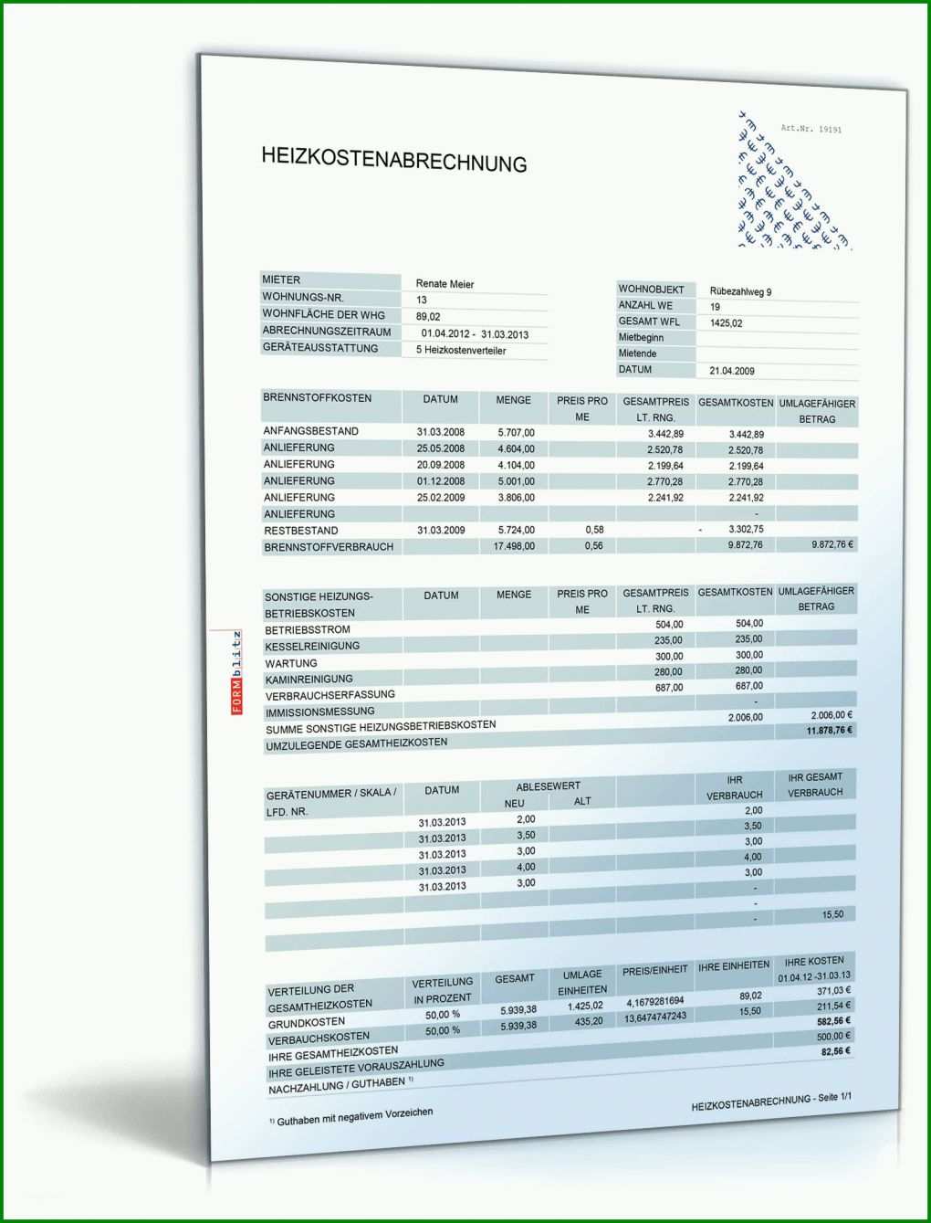 Ungewöhnlich Vorlage Betriebskostenabrechnung 1600x2100