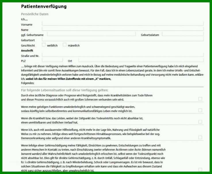 Fabelhaft Patientenverfügung Vorlage Pdf 800x658