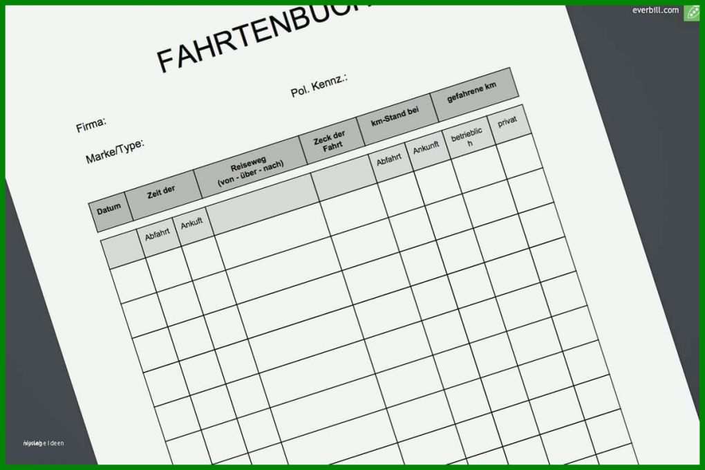 Allerbeste Fahrtenbuch Vorlage Für Finanzamt 1200x800