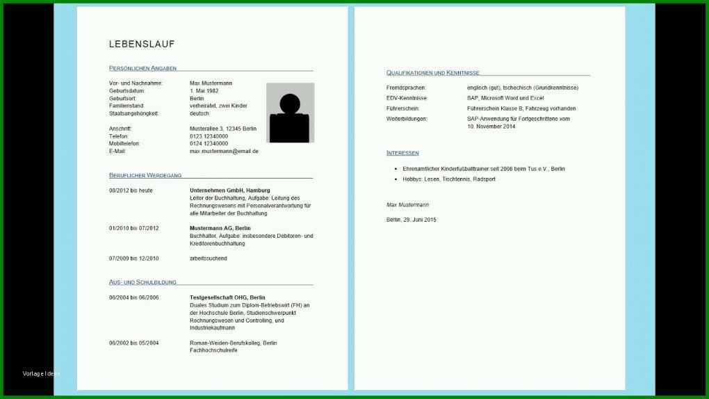 Erstaunlich Lebenslauf Vorlage Word Gratis 1280x720