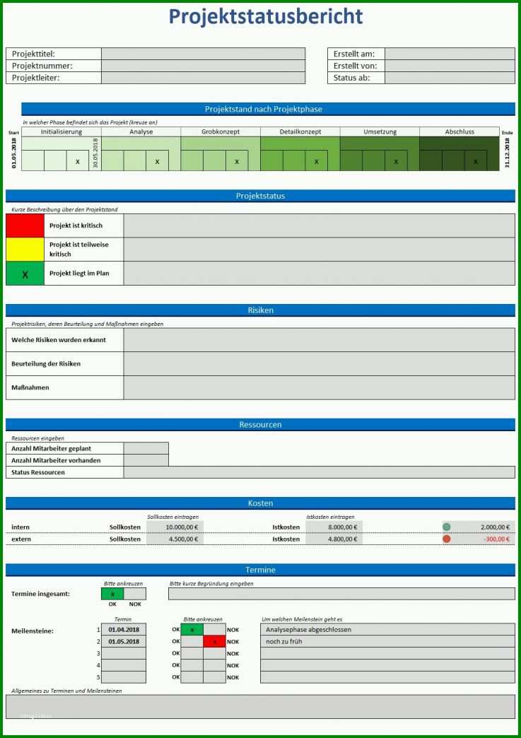 Schockieren Projektstatusbericht Vorlage 1093x1549