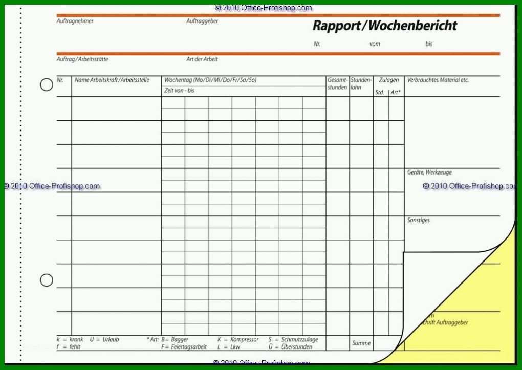 Einzigartig Rapportzettel Vorlage 1024x726