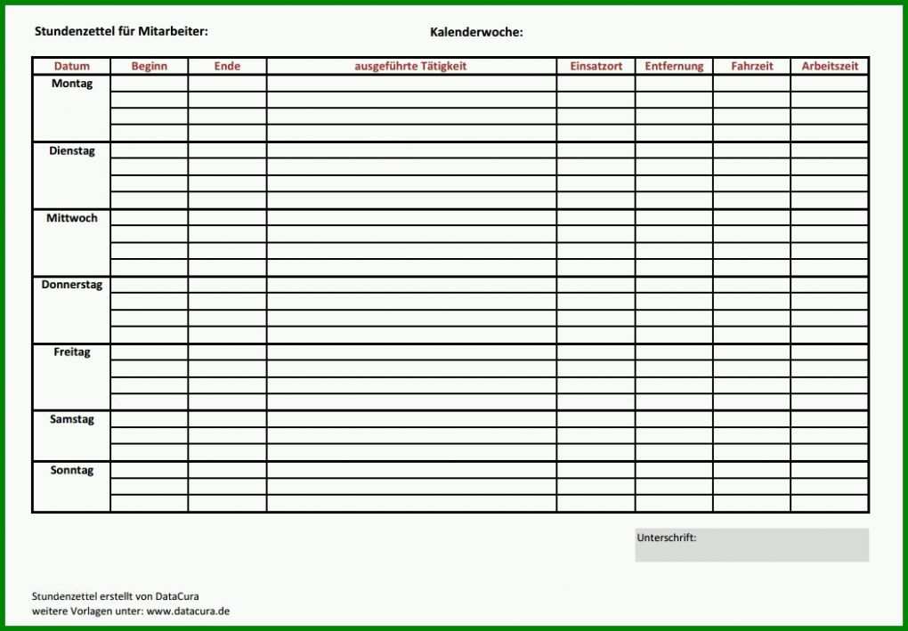 Angepasst Stundenzettel Nachweis Vorlage 1052x731