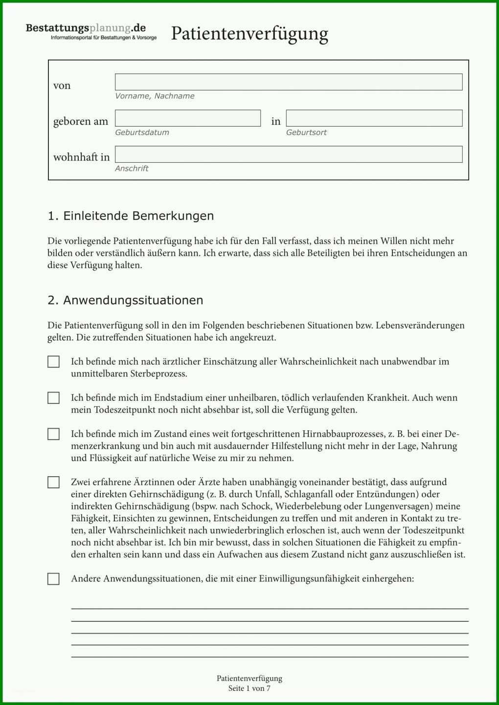 Wunderschönen Vorlage Patientenverfügung Pdf 1654x2339