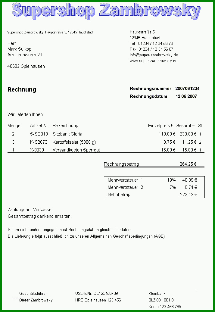 Erschwinglich Vorlage Rechnung Für Vermittlung 714x1036