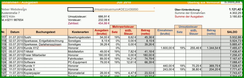 Toll Buchführung Vorlage Excel 1431x459