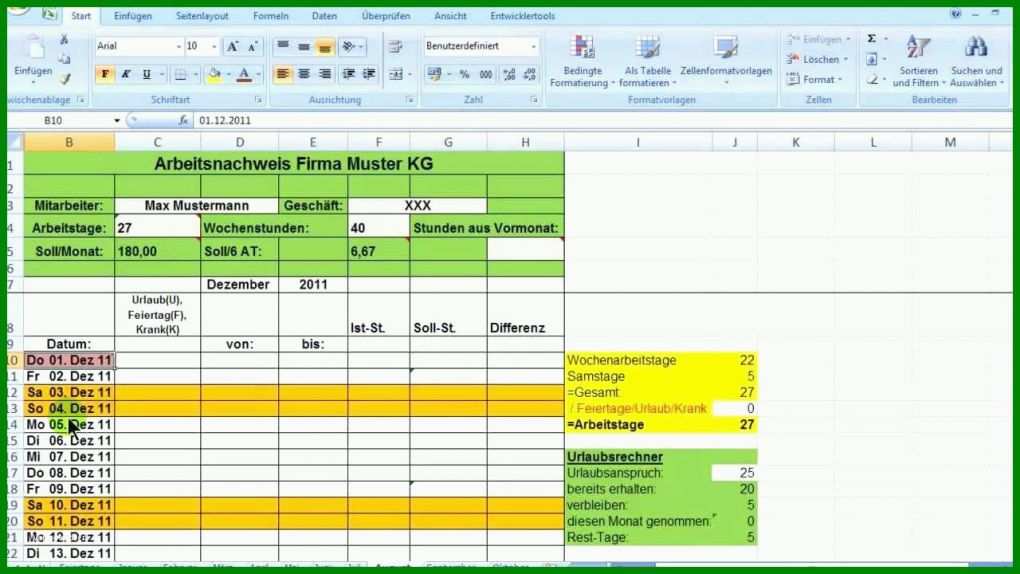 Faszinieren Excel Arbeitsstunden Berechnen Vorlage 1280x720