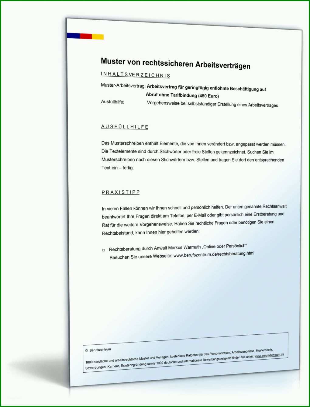 Allerbeste Minijob Arbeitsvertrag Vorlage 1600x2100