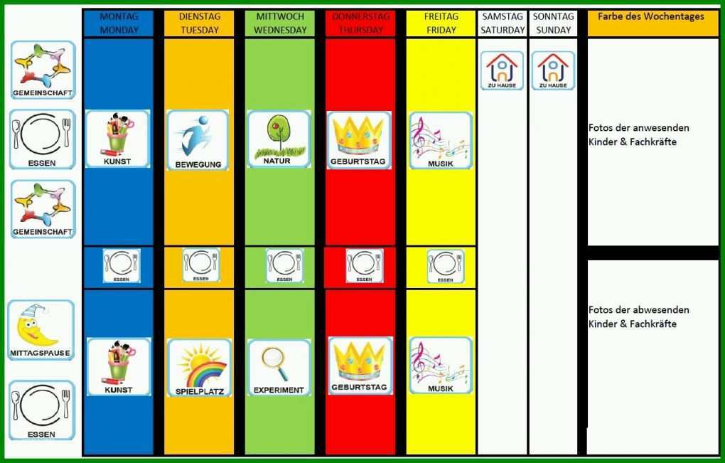 Staffelung Wochenkalender Kinder Vorlage 1438x918