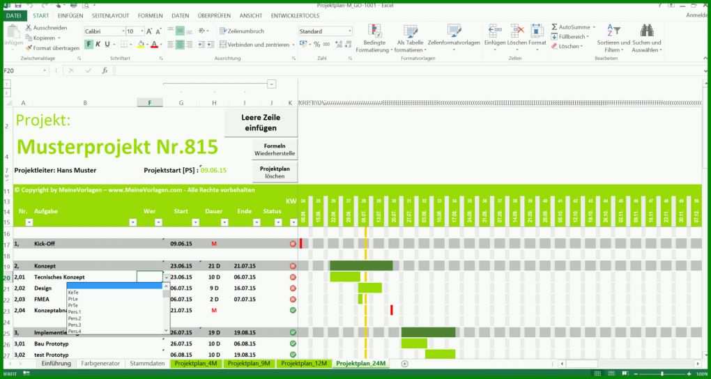 Limitierte Auflage Excel Projektplan Vorlage 1920x1024