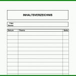 Erstaunlich Inhaltsverzeichnis Vorlage Download Excel 757x715