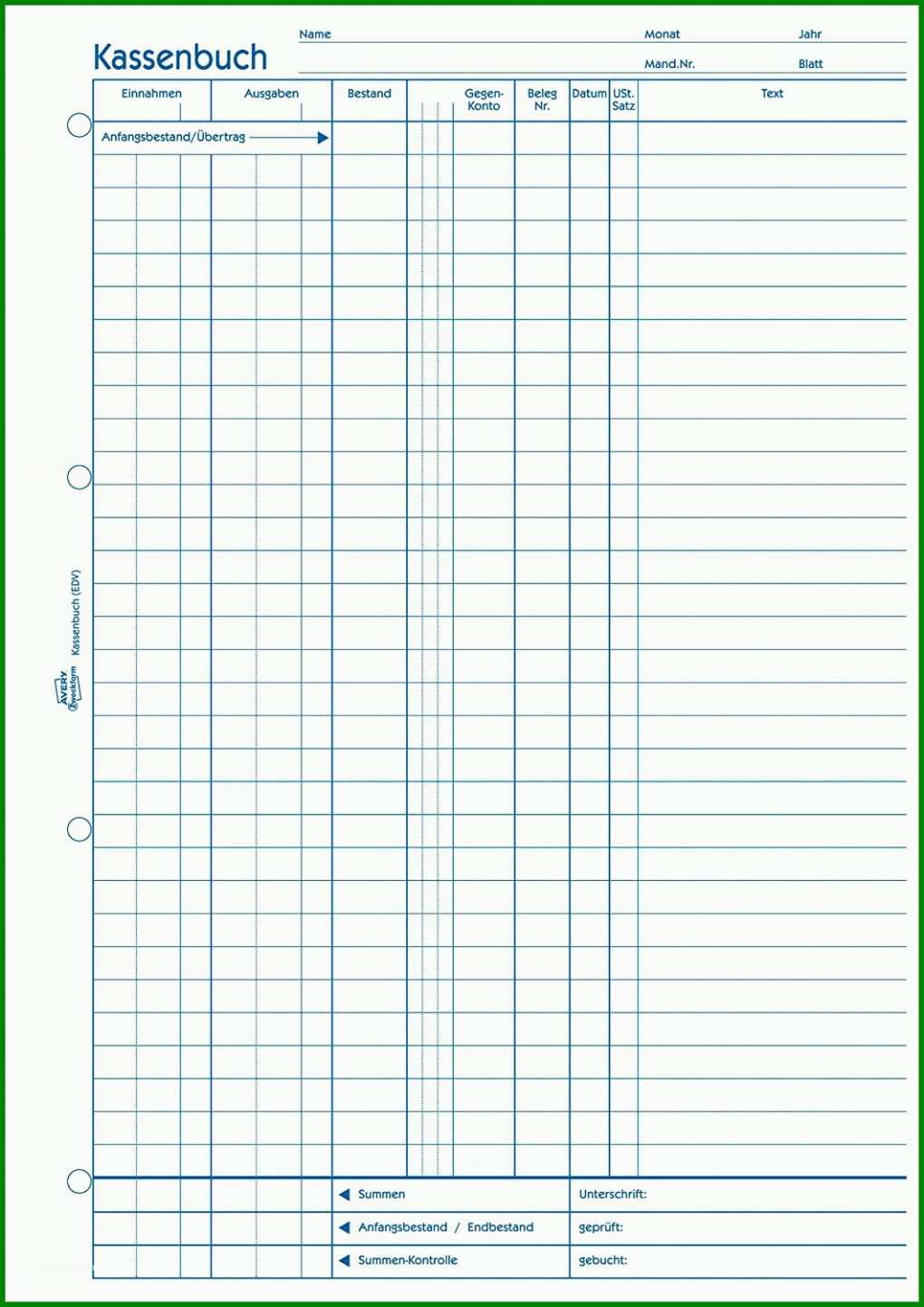 Einzahl Kassenbuch Vorlagen Zum Ausdrucken 1061x1500