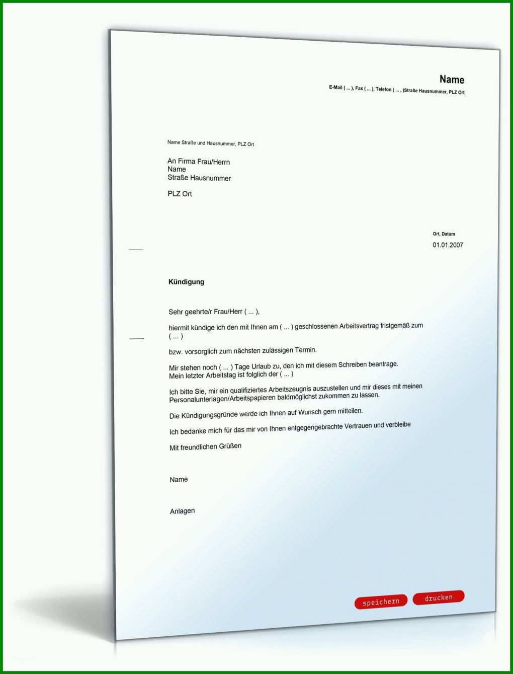 Exklusiv Rechtssichere Kündigung Arbeitnehmer Vorlage 1600x2100