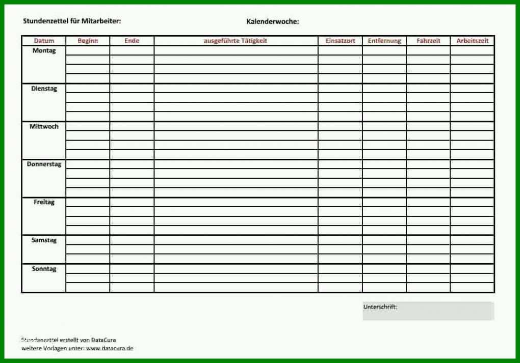 Original Stundenzettel Vorlage Datev 1066x745