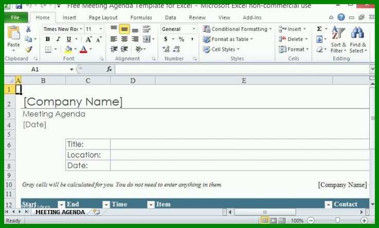 Faszinierend Agenda Excel Vorlage 822x495