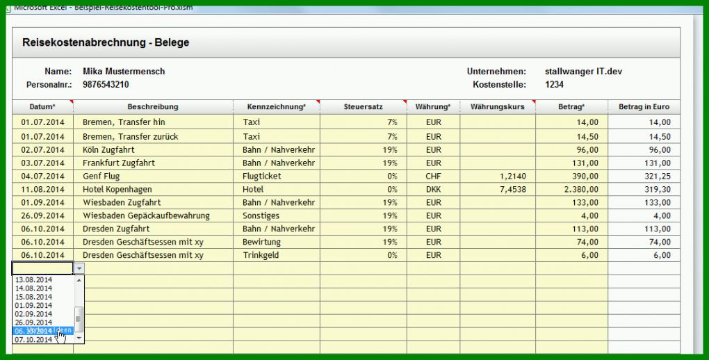 Exklusiv Excel Vorlage Reisekosten 1078x547