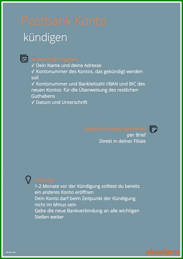 Überraschen Kündigungsschreiben Postbank Girokonto Vorlage 1239x1754