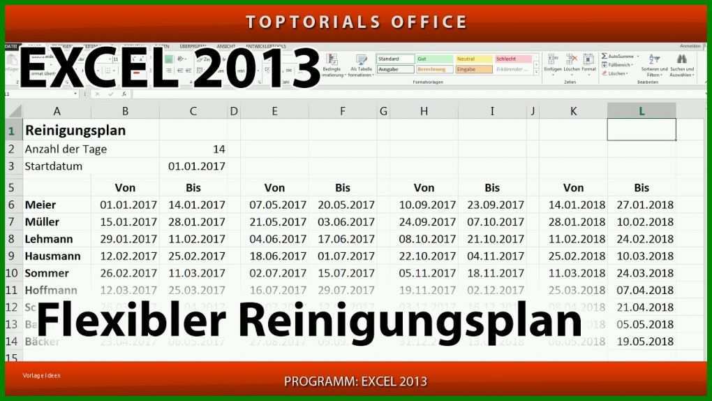 Original Reinigungsplan Vorlage Excel 1280x720