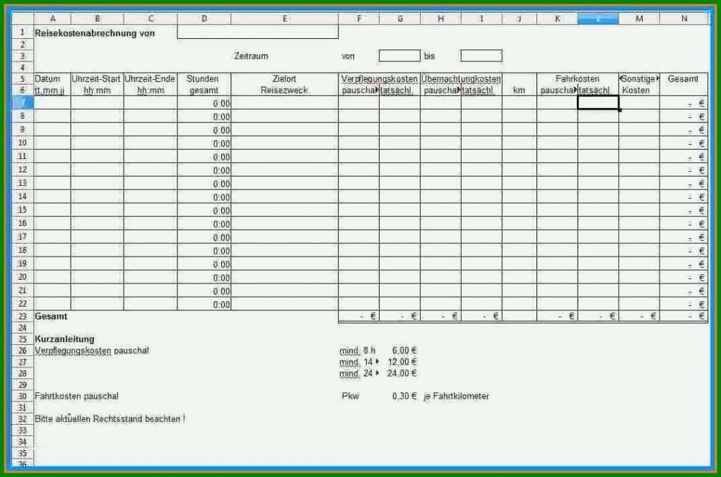 Wunderschönen Reisekostenabrechnung 2018 Vorlage Excel 1075x711