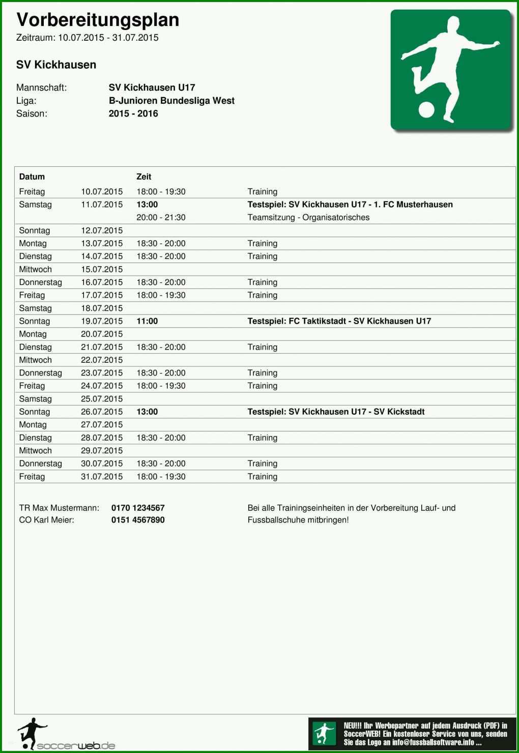 Bestbewertet Vorbereitungsplan Fussball Vorlage Excel 2337x3390