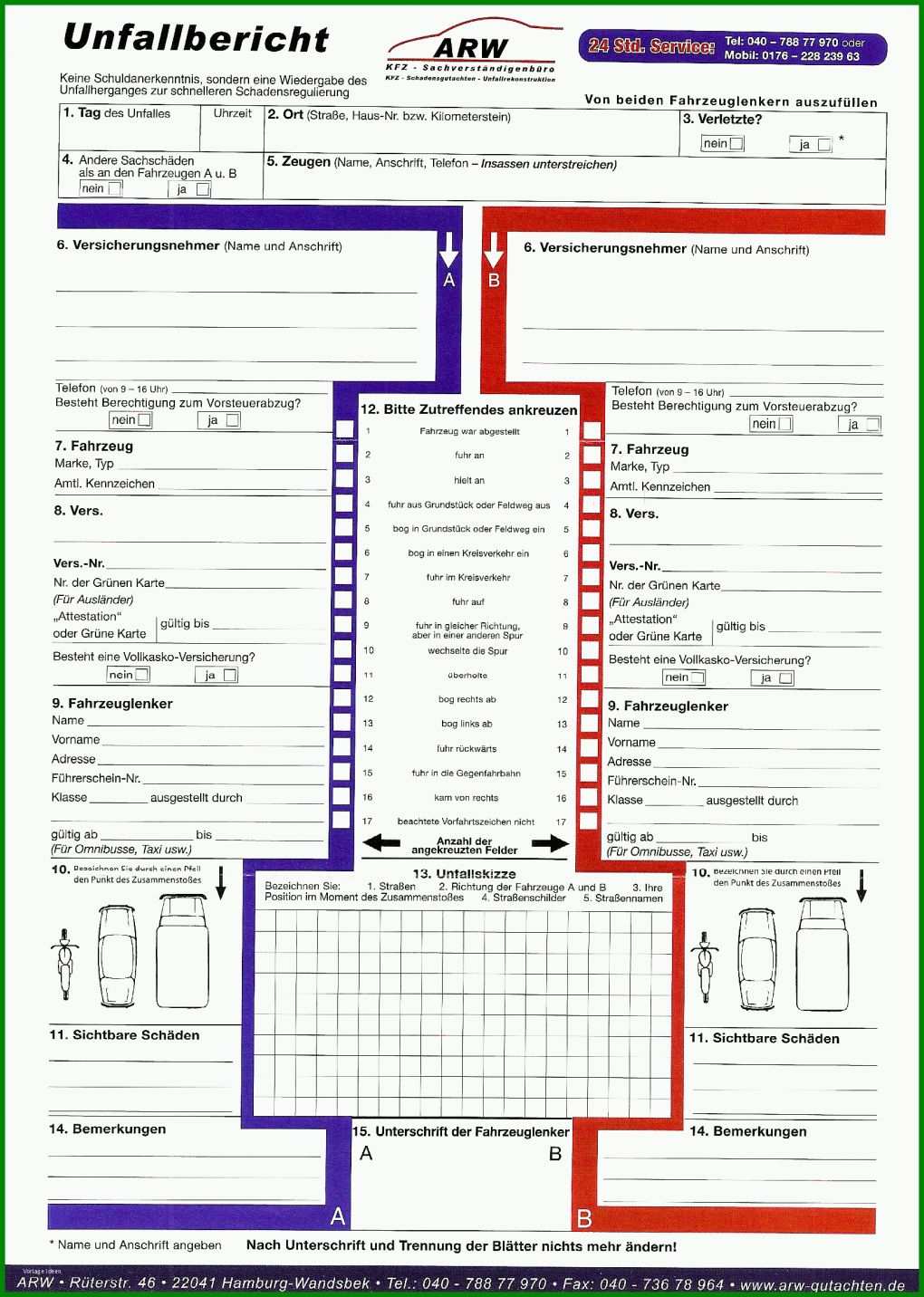Auffällig Vorlage Unfallbericht Kfz 1643x2307