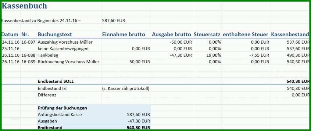 Original Zählprotokoll Kasse Vorlage Excel 1136x481