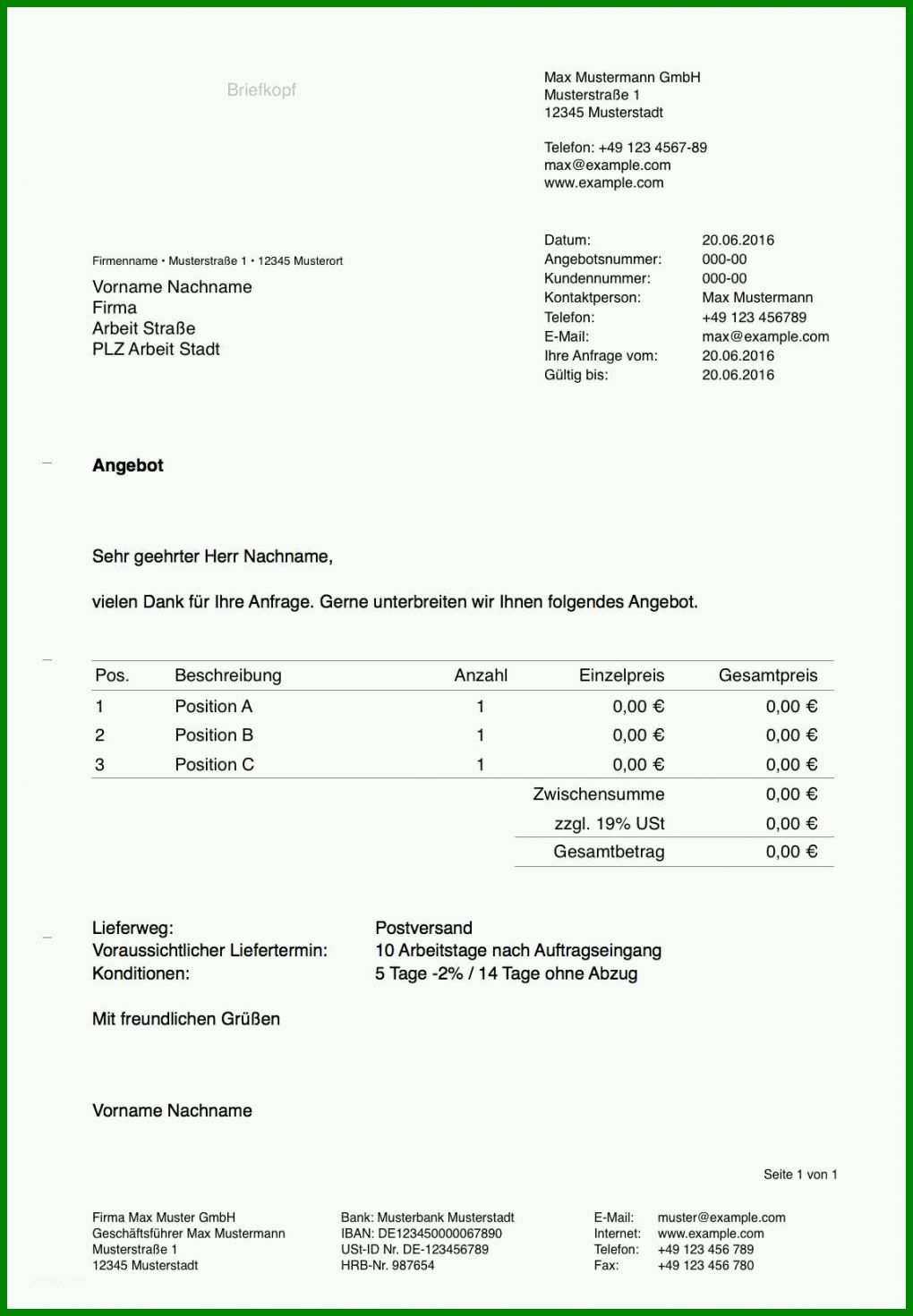 Angepasst Angebot Schulung Vorlage 1144x1650