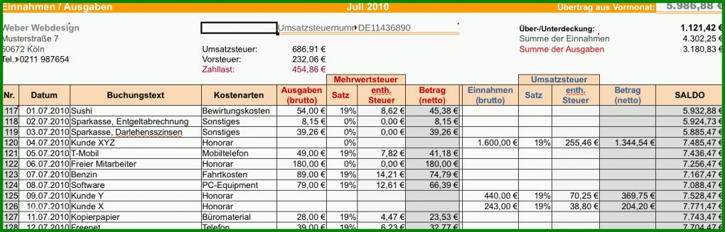 Toll Ein Ausgaben Rechnung Excel Vorlage 1431x459